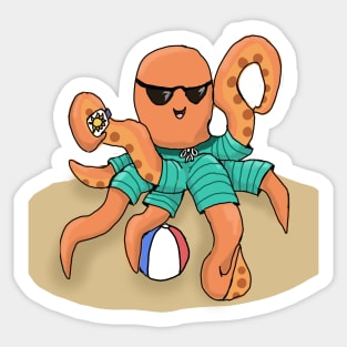 Octopus Beach Day Sticker